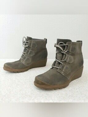 SOREL Toronto Wedge Booties Waterproof Suede Ankle Boots US 6.5
